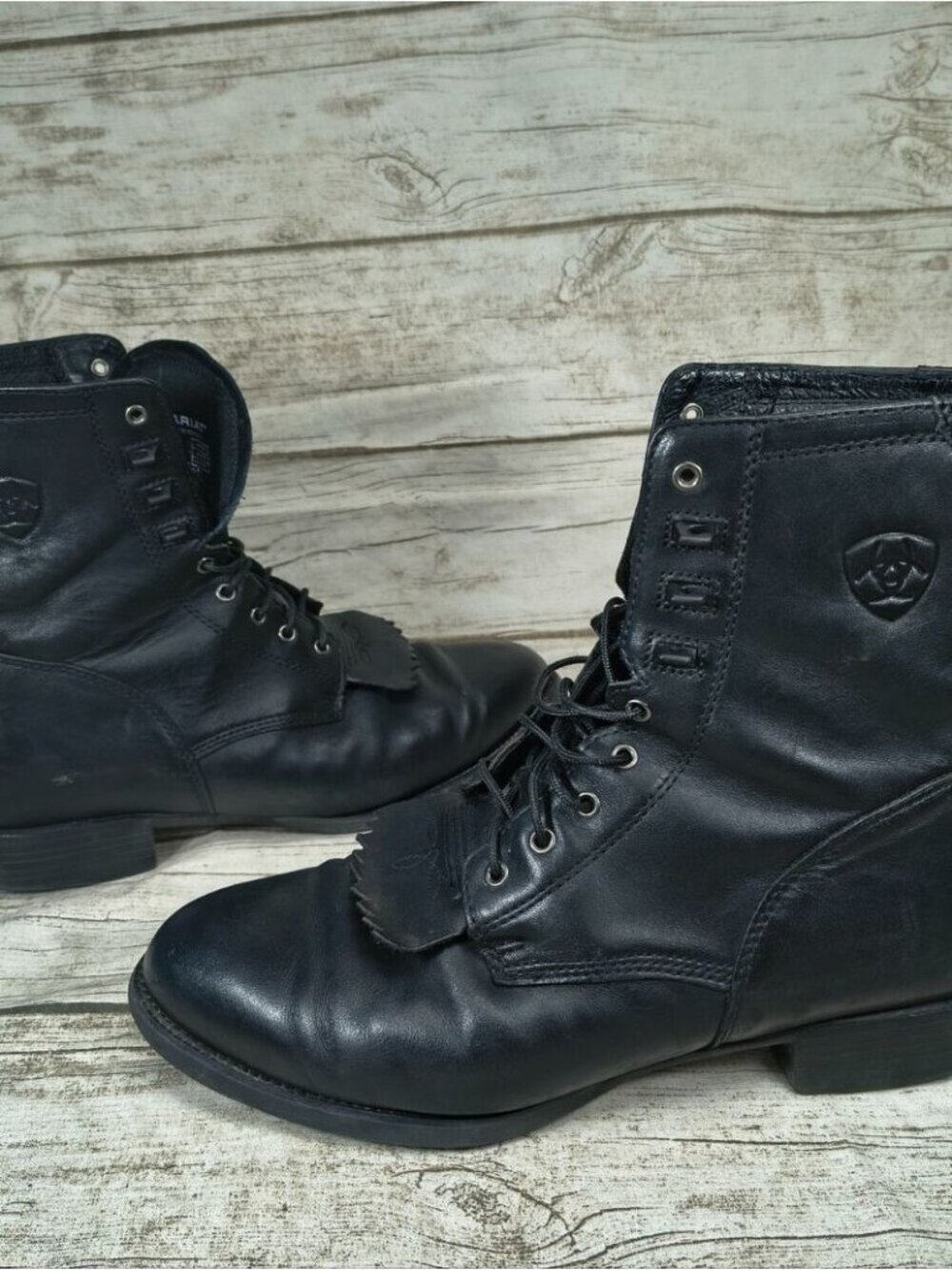 Ariat Western Kiltie Black Leather Paddock Boots Men Size 13 EE